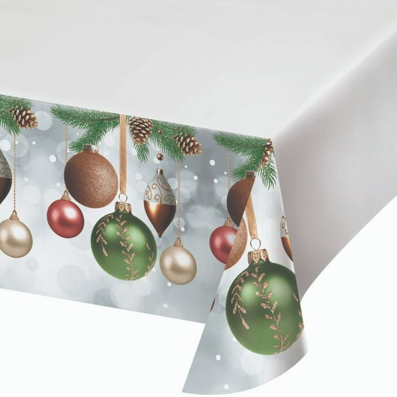 Dazzling Christmas Ornaments Paper Tablecloth