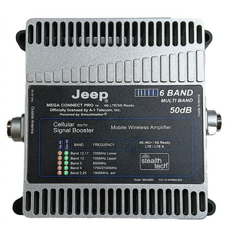 JEEP® MEGA CONNECT PRO Mobile X6 50dB 6-Band 4G/5G Ready Extreme Power Wireless Booster With 11" Mag Antenna & CLA Power for all Jeep Years and Models, Powered by Smoothtalker®