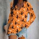 thumbnail image 2 of Camisetas con cuello en V para mujer Camisetas con estampado de Halloween Camiseta de manga corta Blusa Tops Fridja  bvmnju3418, 2 of 4