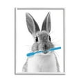 thumbnail image 4 of Stupell Industries Bunny Toothbrush Bathroom Animal Animals & Insects Painting White Framed Art Print Wall Art, 4 of 5