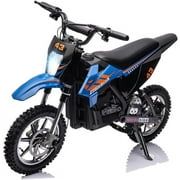 Kids Ride on Off-Road Motorcycle with LED Headlight, Leather Seat,Front+Back Brake, 36V Kids Electric Dirt Motorcycle, for Kids Ages 14+(Below 175lb) Blue Brushed Motors
