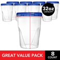 thumbnail image 3 of Stock Your Home 32oz Plastic Containers with Twist Top Lids (8 Pack) – Quart Freezer Containers for Leftovers, Airtight Reusable Soup Storage, Microwave & Dishwasher Safe, 3 of 9