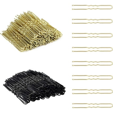 U Shaped Hair Pins, Hair Pins, 200pcs Count Buns Waved U, Best for All Hair Types And Hair Styles, for Twisting Your Hair, Hair Styling Pins Hair Accessorie (Blonde&Black 2.4 Inch)
