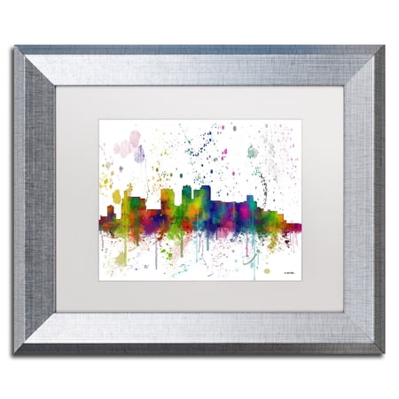 Trademark Fine Art "Birmingham Alabama Skyline Mclr-1" Canvas Art by Marlene Watson, White Matte, Silver Frame