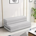 thumbnail image 4 of Giantex 4" Thick Folding Portable Mattress Pad Sofa Bed with Carrying Handles and Removable Washable Fabric, High-Density Foam Futon Sleepover Guest Easy to Store (Twin XL, Gray), 4 of 8