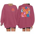 thumbnail image 1 of Chandail en Molleton Sans Capuche pour Femmes Automne Hiver Décontracté Confortable Grande Taille Mode Imprimé Anglais Col Rond Manches Longues Chandail Ample, 1 of 3