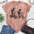 thumbnail image 2 of Robots Riding Bikes T-shirt, Unisex Women's Men's Shirt, Robot Bike Bicycle Riding Robotics Nerd Geek, Heather Sunset, Medium, 2 of 6