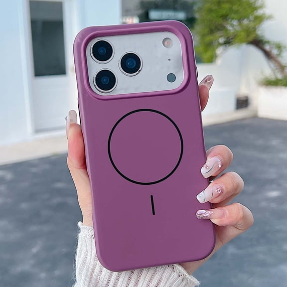 For iPhone 17 Pro Max Magnetic Protective Case, Hybrid Silicone [Compatible with MagSafe] Wireless Charging Anti-Scratch PC TPU Shockproof Rubber Slim Case Military Grade Drop Protection,Purple