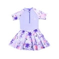 thumbnail image 6 of HOWPAY Girls Swimsuit One Piece Quick Drying Summer Short Sleeve Bathing Suit Loose Fit Casual Sport Vacation Beach Pool Swimwear Purple, 6 of 6