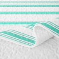 thumbnail image 5 of Castle Fairy Retro Horizontal Stripe Bed Spread Queen 3pcs,Mid Century Thin Line Queen Coverlet Set,Mint White,1 Quilt and 2 Pillowcases, 5 of 7