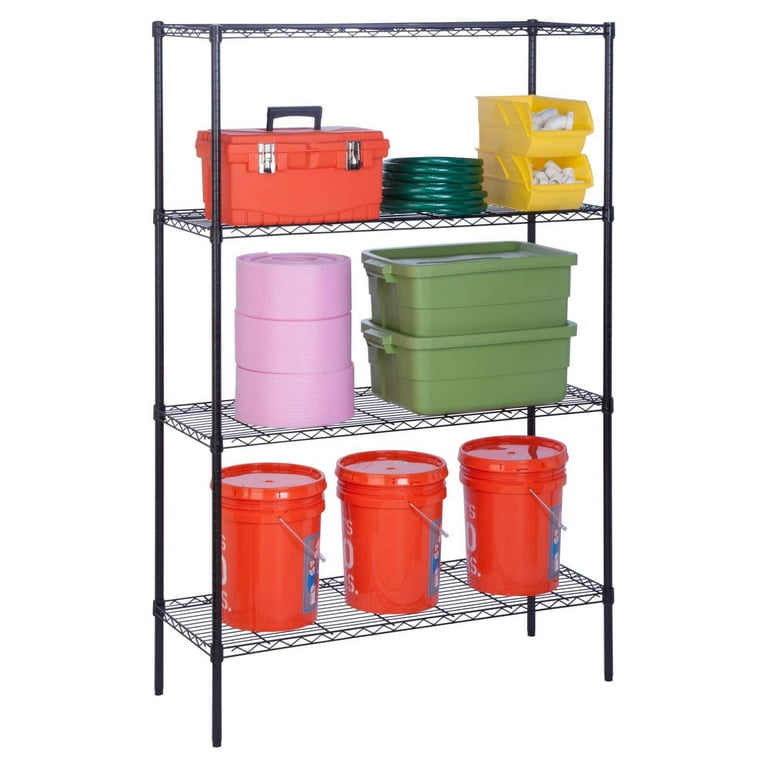 Honey-Can-Do Black 4-Tier Steel Garage Storage Shelving Unit