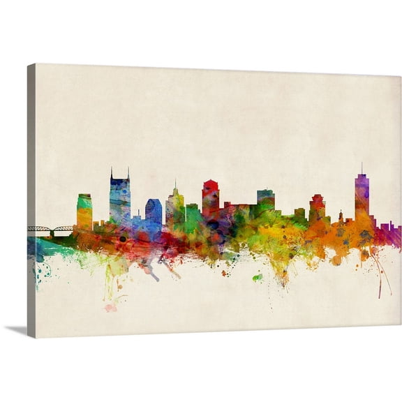 Great BIG Canvas | "Nashville Tennessee Skyline" Canvas Wall Art - 24x16