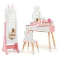 thumbnail image 1 of Costway Kids Vanity Set Princess Makeup Dressing Table and Chair Set with Jewelry Armoire White, 1 of 10