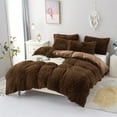 thumbnail image 5 of MorroMorn 5 PCS Shaggy Duvet Cover Bedding Set - Fluffy Comforter Cover Long Faux Fur Luxury Ultra Soft Cozy (Brown, King/California King), 5 of 6