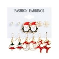 thumbnail image 2 of Deyuer 6Pairs/Set Christmas Earrings Festive Enamel Geometric Shiny Electroplating Decoration Jewelry Gifts Xmas Tree Elk Snowman Santa Claus Ear Studs Dangle Earrings, 2 of 8