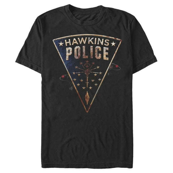 Netflix Men's Stranger Things Hawkins Police Rat Crest Graphic T-Shirt