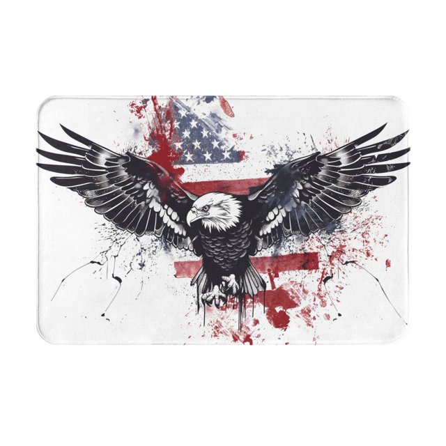 Balery American Flag Eagle Art Felpudo de franela, resistente a las manchas y a la decoloración, para uso interior y exterior, fácil de limpiar, 40 x 60 cm