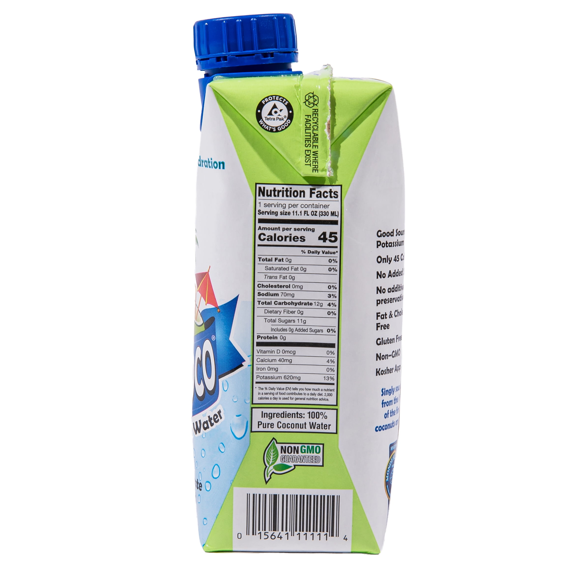 Nutra Coco 100% Coconut Water, All Natural, Not from Concentrate 11.1 fl oz Tetra