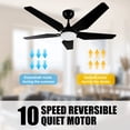 thumbnail image 2 of 52 inch Black 5 Blades Smart Ceiling Fan with Remote and Dim LED Light for Indoor Home Office, 2 of 8