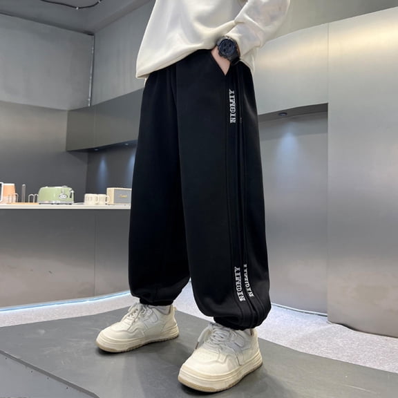 Sentuca Boys Sweatpants Size 5-6 Years, Outdoor Sports Jogger Pants with Pockets Drawstring Baggy Sweatpants Elastic Bottom for Kids Clothes
