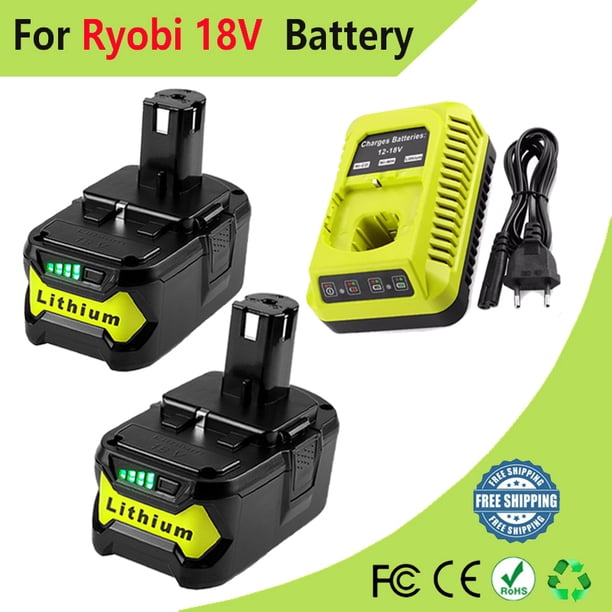 6.0Ah 2 Uds para Batería Ryobi P108 de 18V + Batería de Iones de Litio de Repuesto para Cargador P108 P102 P103 P104 P107 BPL1820 RB18L50 Batería de Herramientas Eléctricas.