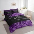 thumbnail image 3 of jejeloiu Zebra Striped Texture 7-Piece Bedding Comforter Set,Inspirational Quote King Bedding Sets,Purple Black Bed Sheets For Adults,Luxury Bedroom Decor Reversible, 3 of 8