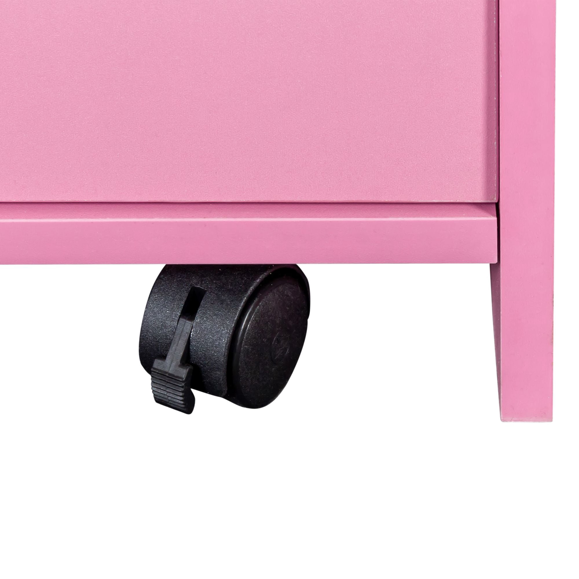 Aukfa Locking Salon Storage Cabinet for Hair Stylist with 2 Drawer - Pink