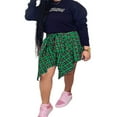 thumbnail image 1 of Jupe Courte Plissée Nouée pour Femmes, Taille Haute, Style Chemise Irrégulière, Mini Jupe à Carreaux, 1 of 2