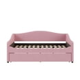 thumbnail image 4 of Full Size Daybed with Trundle, Upholstered Teddy Fleece Full Daybed Sofa Bed Frame with Light, Wood Slat Support, No Box Spring Needed, Easy Assembly, for Bedroom Living Room, Pink, 4 of 9