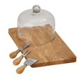 thumbnail image 3 of 14.25" Clear Glass Dome And Rectangular Wooden Cheese Board With 3 Cheese Tools, 3 of 3