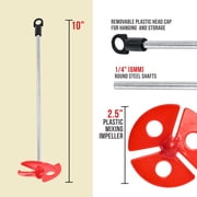 TCP Global Paint, Epoxy Resin, Mud Power Mixer Blade Drill Tool for Mixing Quarts and Gallons (2 Pack) - 10 Long, 1/4 Round Drill Shaft, 2.5 Plastic Paddles - Stirring Cans, Buckets, Pails and Cups