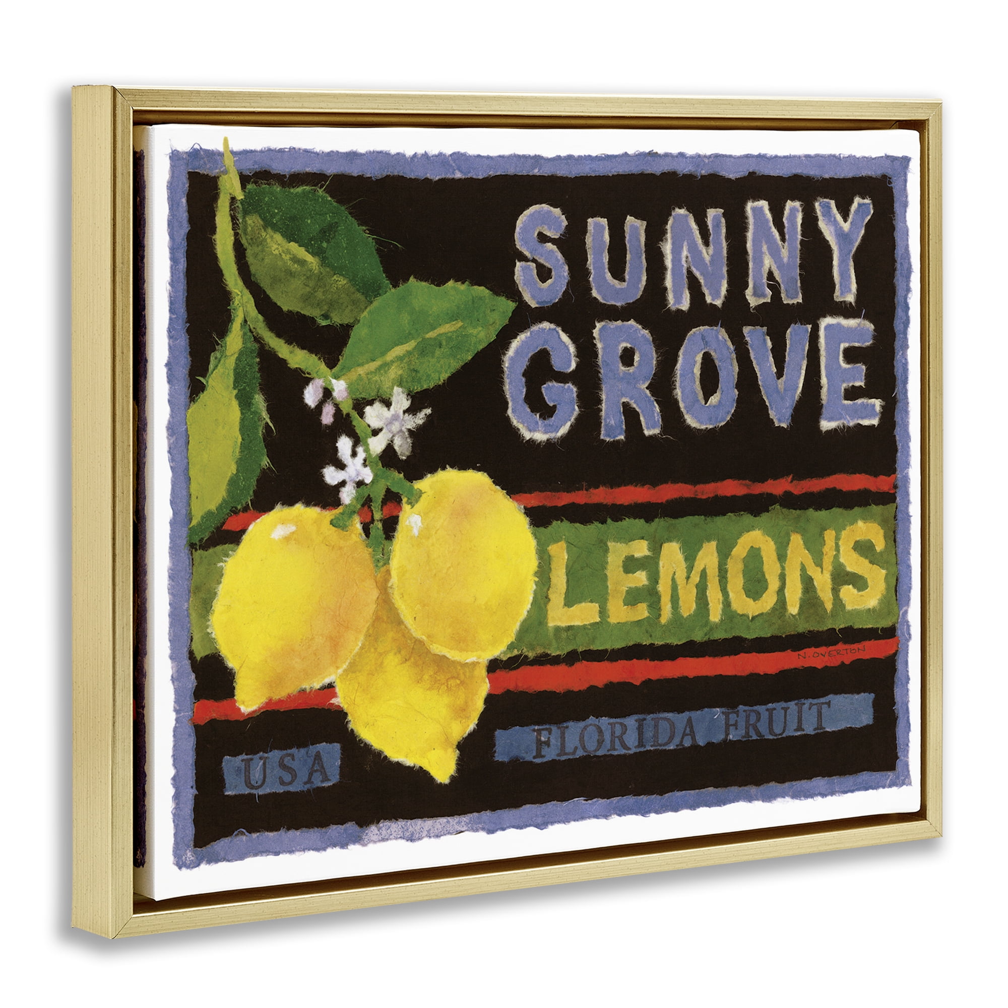 Stupell Industries Sunny Grove Lemons Food & Beverage Painting Gold Floater Framed Art Print Wall Art, 21 x 17