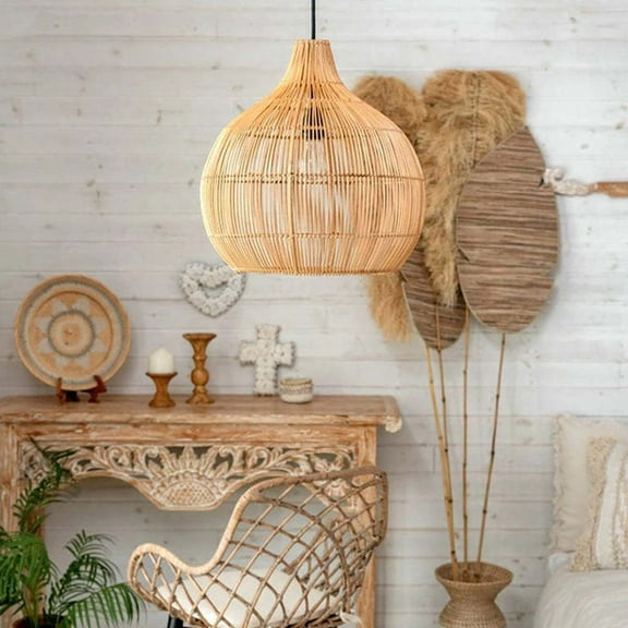 Arturesthome Handmade Wicker Woven Pendant Lampshade Rattan Hanging Light