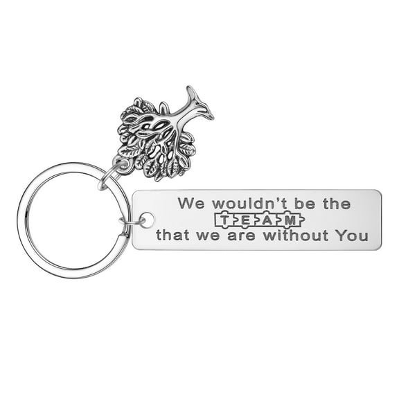 Creative Team Key Chain Friendship Engraved Letters Keychain Fashion Stainless Steel Tree Love Pendant Keyring Jewelry