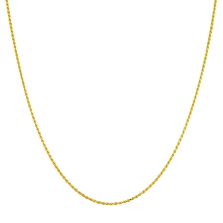 - Gem Avenue 14k Gold over Italian Sterling Silver Vermeil 1.5mm Rope Chain Necklace