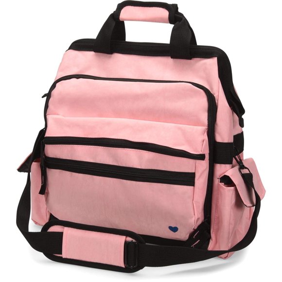Nurse Mates Ultimate Nursing Bag | Multiple Compartments | Interior Laptop Compartment | Durable Zippers | Blossom Pink
