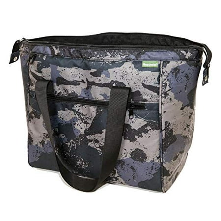 Large Insulated Grocery Shopping Bag with Removable Lining Camo Print Converts to a Handbag Carry Tote Adjustable Shoulder Strap For Grocery, Picnics,