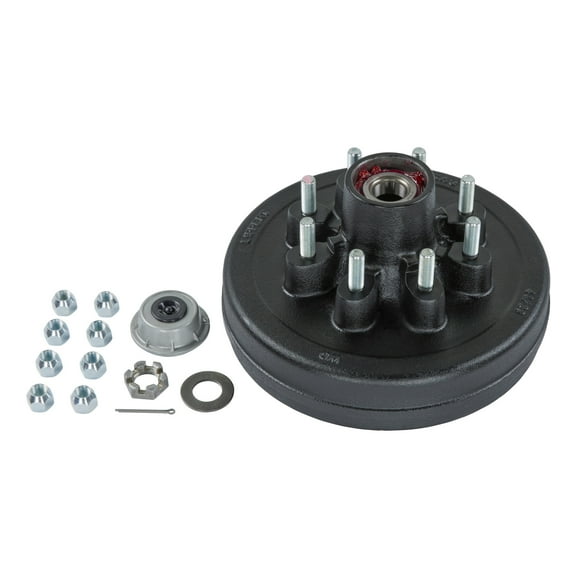 Lippert 2024013261 12" Brake Drum Hub Kit with Installed Bearings - 8 on 6-1/2", 9/16" Studs, 7,000 lb. Axles