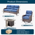 thumbnail image 7 of Unnifurnzi 4 Pieces Patio Furniture Set with Fire Pit Table-High Back Outdoor Swivel Chairs Set of 2 with Outdoor Wicker Couch Patio Conversation Sets for Deck Porch Poolside-Brown/Blue, 7 of 7