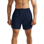 NELEUS Mens 2 in 1 Dry Fit Workout Shorts with Liner and Pockets,Black+Gray+Navy Blue,US Size L