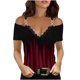 thumbnail image 2 of Pntutb Blusa de manga corta con cuello en V y cremallera suelta con degradado para mujer Pntutb Pntutb-200, 2 of 6