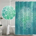 thumbnail image 4 of Turquoise Boho Shower Curtain Set - Extra Long 72" x 96" Washable Bathtub Curtain with 12 Hooks, Oriental Abstract Motifs Traditional Bohemian Waterproof Fabric Shower Curtains for Bathroom Décor, 4 of 6