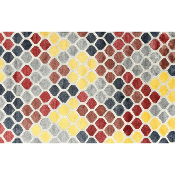 Ahgly Company Machine Washable Indoor Rectangle Contemporary Cherry Red Area Rugs, 5' x 7'