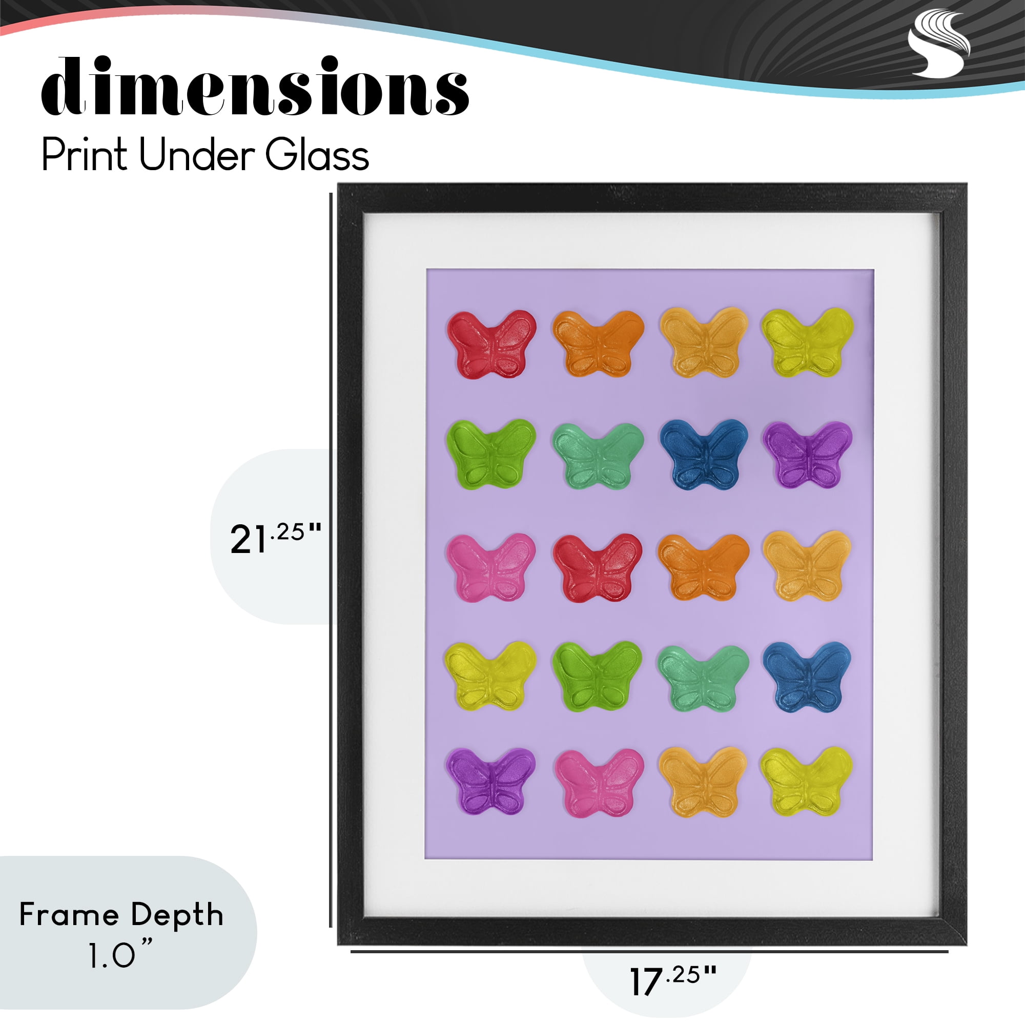 Stupell Industries Colorful Butterflies on Lilac Black Framed Print Under Glass, design by LISH Creative