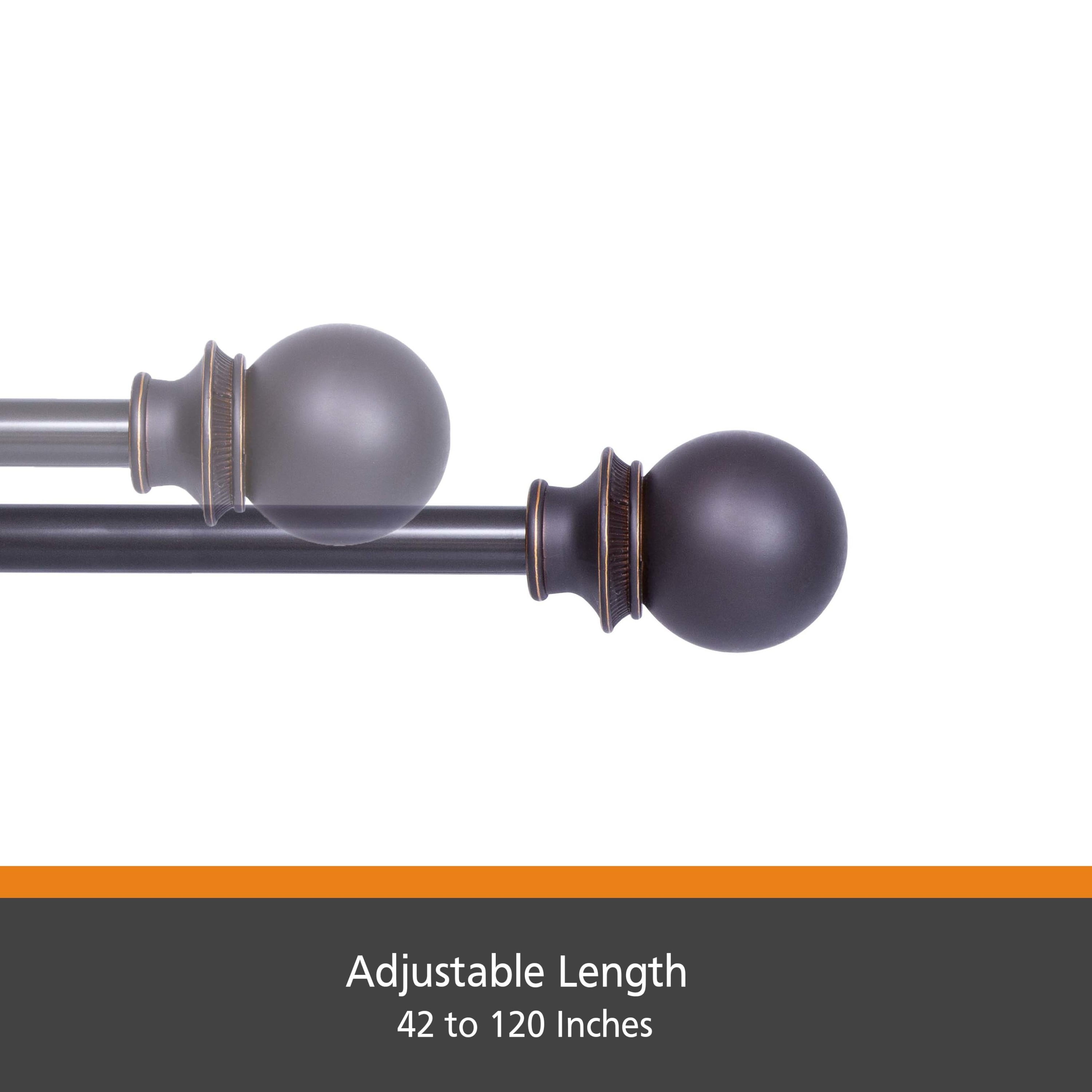 Kenney® Birkin 3/4" Fast Fit™ Easy Install Decorative Window Curtain Rod, 42-120", Oil Rubbed Bronze