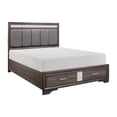 thumbnail image 2 of Benjara Lucy 4 Pc Queen Bedroom Set- Faux Leather Channel Tufted- Silver/Gray, 2 of 5