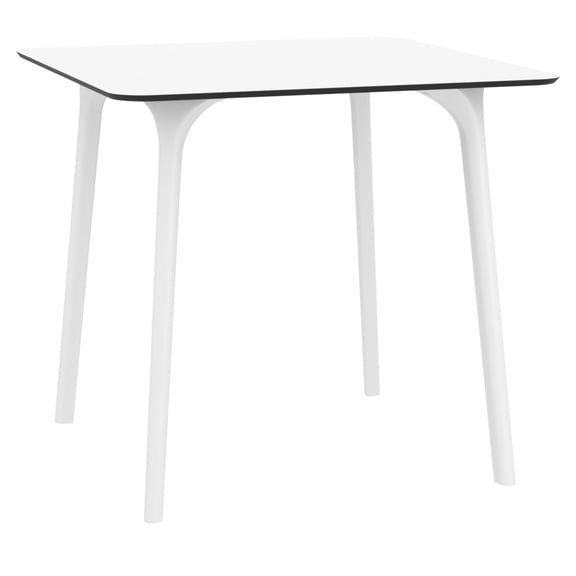 Luxury Commercial Living 31.5" White Patio Outdoor Square Dining Table