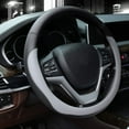 thumbnail image 3 of Microfiber Leather Steering Wheel Cover Universal 15 Inch Standard Size Grey, 3 of 11