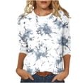thumbnail image 2 of Odbmxy 3/4 Sleeve Womens T Shirt Fall Tie-Dye Pullover Crew Neck Loose Womens Top Soft Casual Holiday, 2 of 5