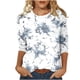 thumbnail image 2 of Neewe 3/4 Length Sleeve Women Tops Crew Neck Blouses Dressy Casual Round Neck T Shirts Loose Fit Business Work Clothes, 2 of 5